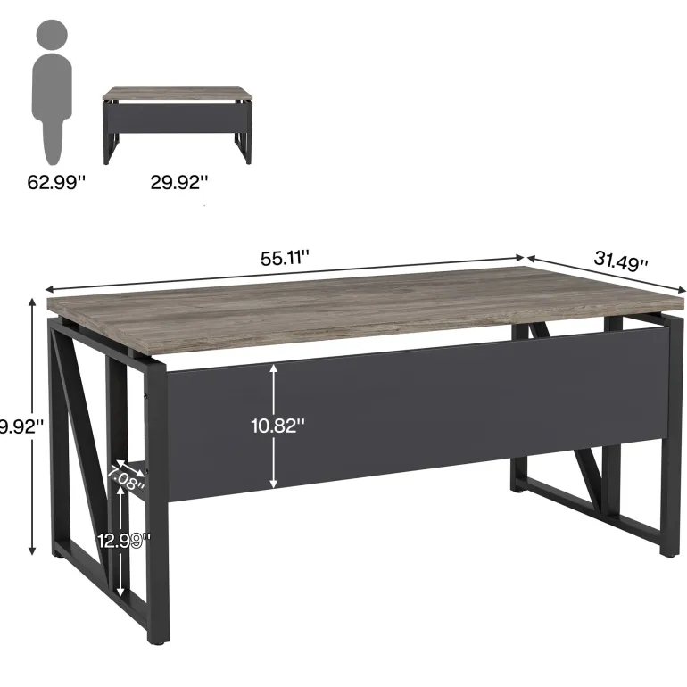 Hot Tribesigns 55" /63" Computer Desk Writing Table with Bottom Storage Shelf