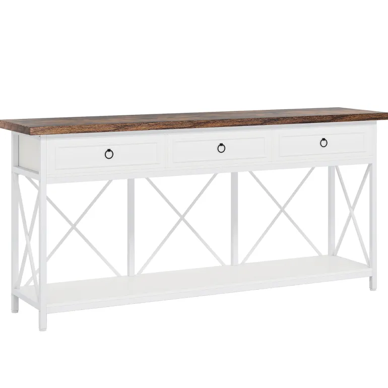 Sale Tribesigns 3 - Drawer Console Table, 70.8" Sofa Foyer Table with Storage Shelf