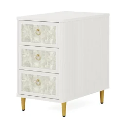 Store Tribesigns 3 - Drawer End Table, Modern Side Table With Shell - Decorated