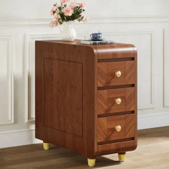 Cheap Tribesigns 3 - Drawer End Table, Small Classic Sofa Side table Bedside Table