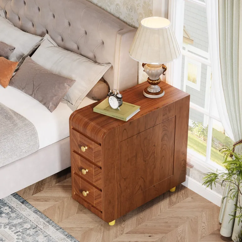 Cheap Tribesigns 3 - Drawer End Table, Small Classic Sofa Side table Bedside Table