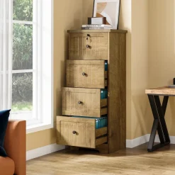 Cheap Tribesigns 4 - Drawer File Cabinet, Vintage Vertical Filing Cabinet