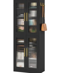 Hot Tribesigns 67 - inch Bookcase, 8 - Tier Bookshelf with Acrylic Doors and LED Light