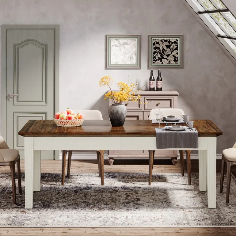 Outlet Tribesigns 62 - Inch Dining Table, Farmhouse Rectangular Kitchen Table for 4 - 6