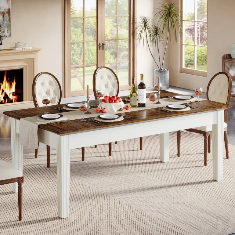 Outlet Tribesigns 62 - Inch Dining Table, Farmhouse Rectangular Kitchen Table for 4 - 6
