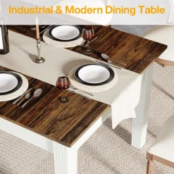 Outlet Tribesigns 62 - Inch Dining Table, Farmhouse Rectangular Kitchen Table for 4 - 6