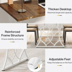 Fashion Tribesigns 63 - Inch Executive Desk, Industrial Computer Desk with Wooden Tabletop