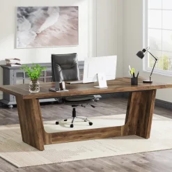 Shop Tribesigns 70.8 - Inch Executive Desk, Wood Study Computer Desk Writing Table