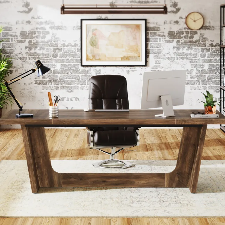 Shop Tribesigns 70.8 - Inch Executive Desk, Wood Study Computer Desk Writing Table