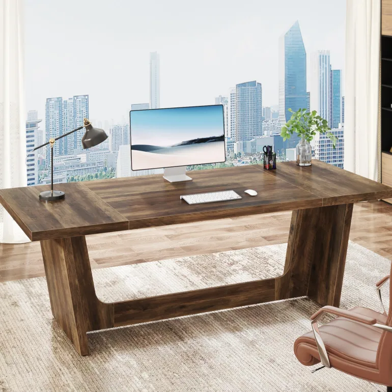 Shop Tribesigns 70.8 - Inch Executive Desk, Wood Study Computer Desk Writing Table