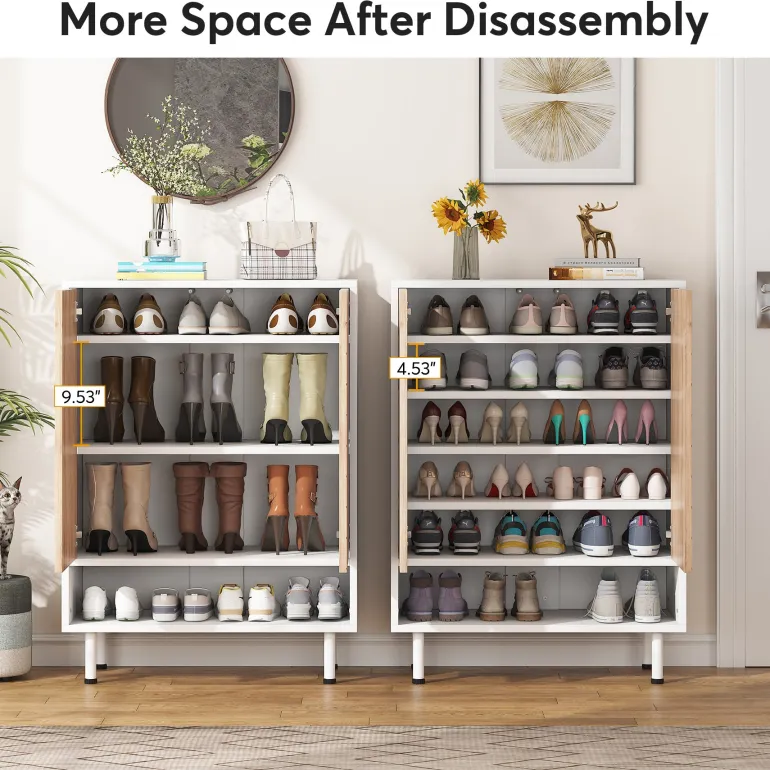 New Tribesigns 18 - Pair Shoe Cabinet, 6 - Tier Shoe Rack Organizer Cabinet with Door