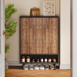 New Tribesigns 18 - Pair Shoe Cabinet, 6 - Tier Shoe Rack Organizer Cabinet with Door