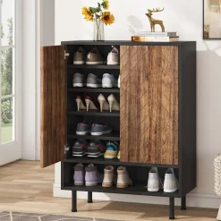 New Tribesigns 18 - Pair Shoe Cabinet, 6 - Tier Shoe Rack Organizer Cabinet with Door