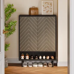 New Tribesigns 18 - Pair Shoe Cabinet, 6 - Tier Shoe Rack Organizer Cabinet with Door
