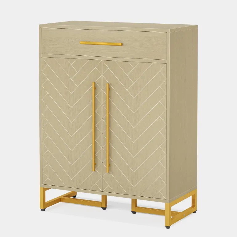 Shop Tribesigns 20 - Pair Shoe Cabinet Organizer with Drawer & Adjustable Shelves