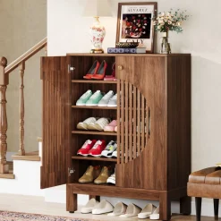 Best Tribesigns 20 - Pair Shoe Cabinet, Stylish Shoe Rack Organizer With Doors