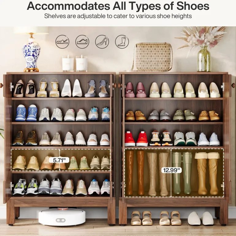 Best Tribesigns 20 - Pair Shoe Cabinet, Stylish Shoe Rack Organizer With Doors