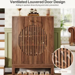 Best Tribesigns 20 - Pair Shoe Cabinet, Stylish Shoe Rack Organizer With Doors
