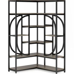 Cheap Tribesigns 7 - Shelf Corner Bookshelf, L - Shaped Bookcase Display Rack