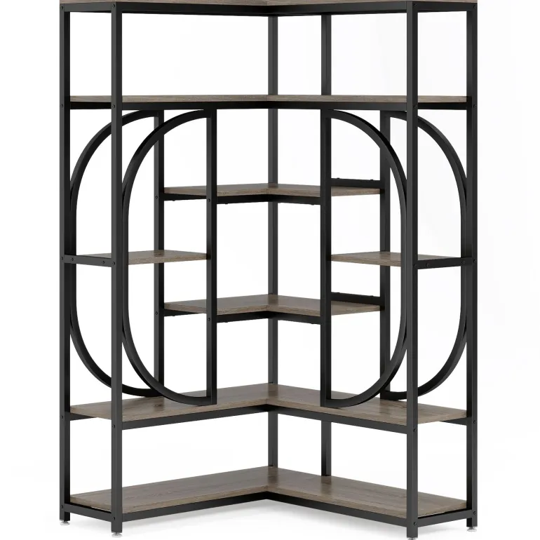 Cheap Tribesigns 7 - Shelf Corner Bookshelf, L - Shaped Bookcase Display Rack