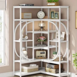 Cheap Tribesigns 7 - Shelf Corner Bookshelf, L - Shaped Bookcase Display Rack