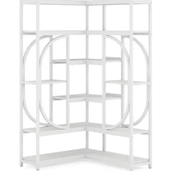 Cheap Tribesigns 7 - Shelf Corner Bookshelf, L - Shaped Bookcase Display Rack