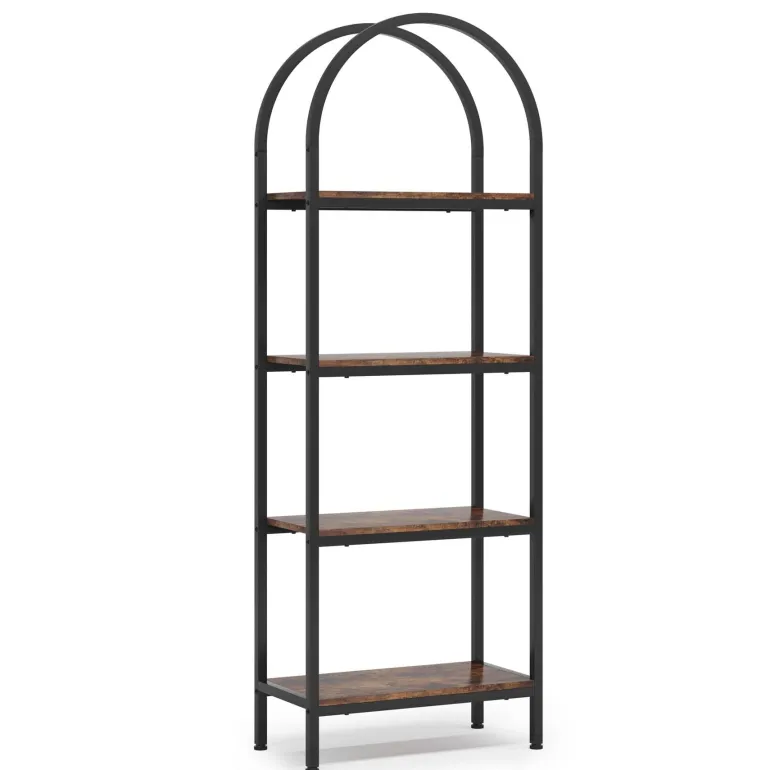 Cheap Tribesigns 4 - Tier / 5 - Tier Bookshelf, Arched Bookcase Display Rack with Storage Shelves