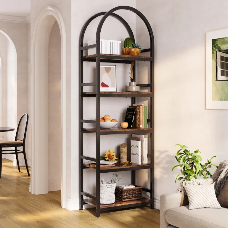 Cheap Tribesigns 4 - Tier / 5 - Tier Bookshelf, Arched Bookcase Display Rack with Storage Shelves