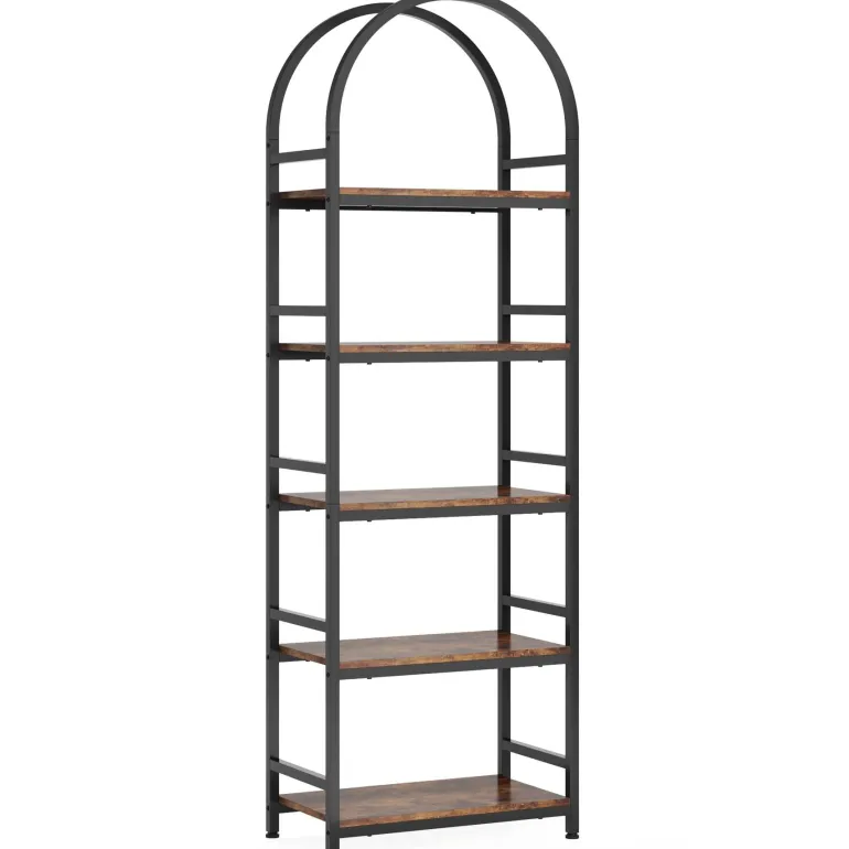 Cheap Tribesigns 4 - Tier / 5 - Tier Bookshelf, Arched Bookcase Display Rack with Storage Shelves