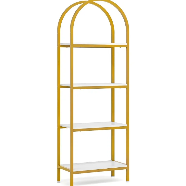 Cheap Tribesigns 4 - Tier / 5 - Tier Bookshelf, Arched Bookcase Display Rack with Storage Shelves