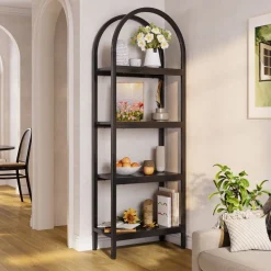 Cheap Tribesigns 4 - Tier / 5 - Tier Bookshelf, Arched Bookcase Display Rack with Storage Shelves