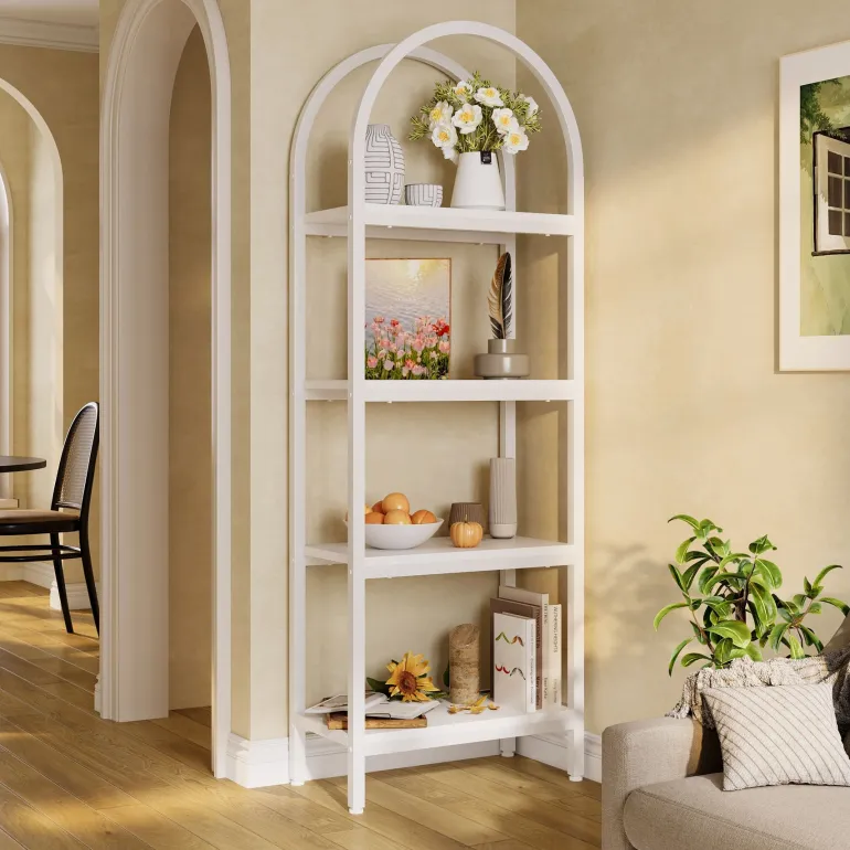 Cheap Tribesigns 4 - Tier / 5 - Tier Bookshelf, Arched Bookcase Display Rack with Storage Shelves