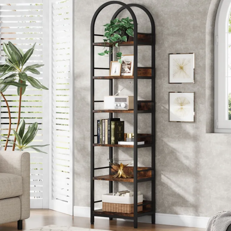 Sale Tribesigns 6 - Tier Bookshelf, 78.7" Narrow Bookcase Arched Display Shelf
