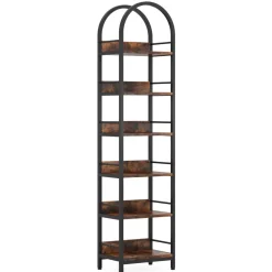 Sale Tribesigns 6 - Tier Bookshelf, 78.7" Narrow Bookcase Arched Display Shelf