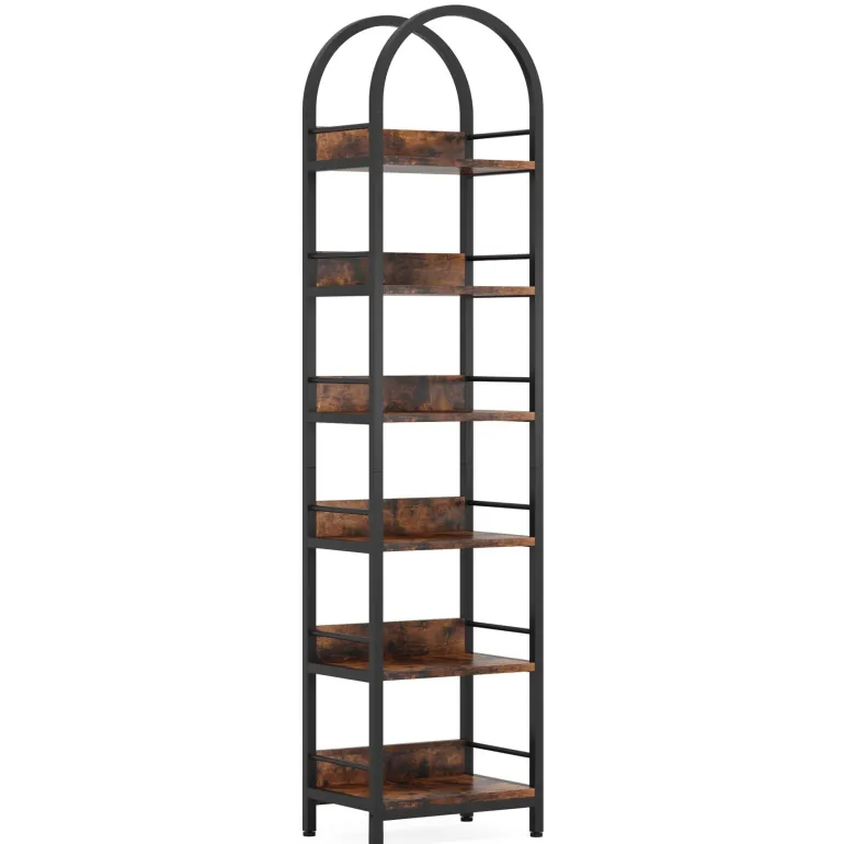 Sale Tribesigns 6 - Tier Bookshelf, 78.7" Narrow Bookcase Arched Display Shelf
