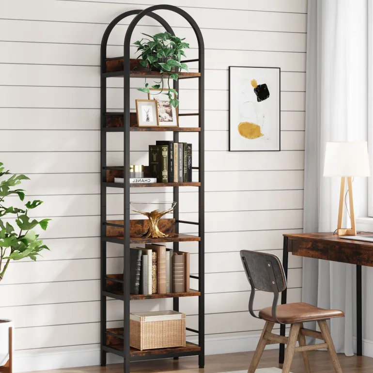 Sale Tribesigns 6 - Tier Bookshelf, 78.7" Narrow Bookcase Arched Display Shelf