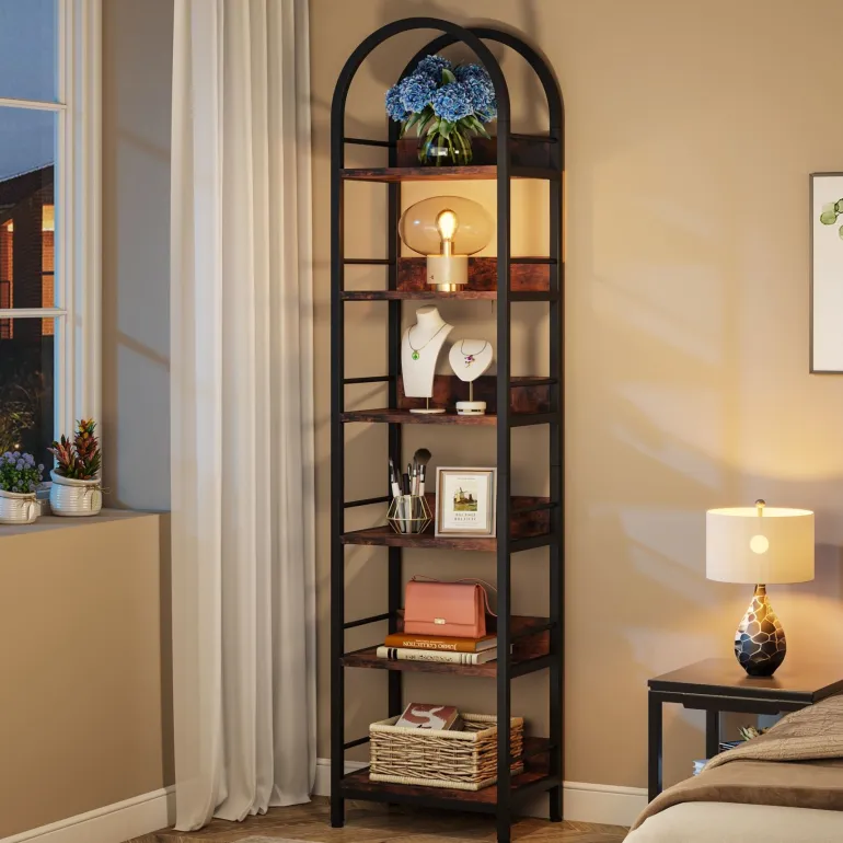 Sale Tribesigns 6 - Tier Bookshelf, 78.7" Narrow Bookcase Arched Display Shelf