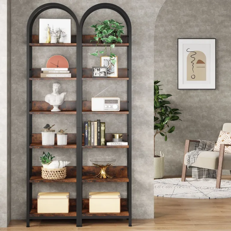 Sale Tribesigns 6 - Tier Bookshelf, 78.7" Narrow Bookcase Arched Display Shelf