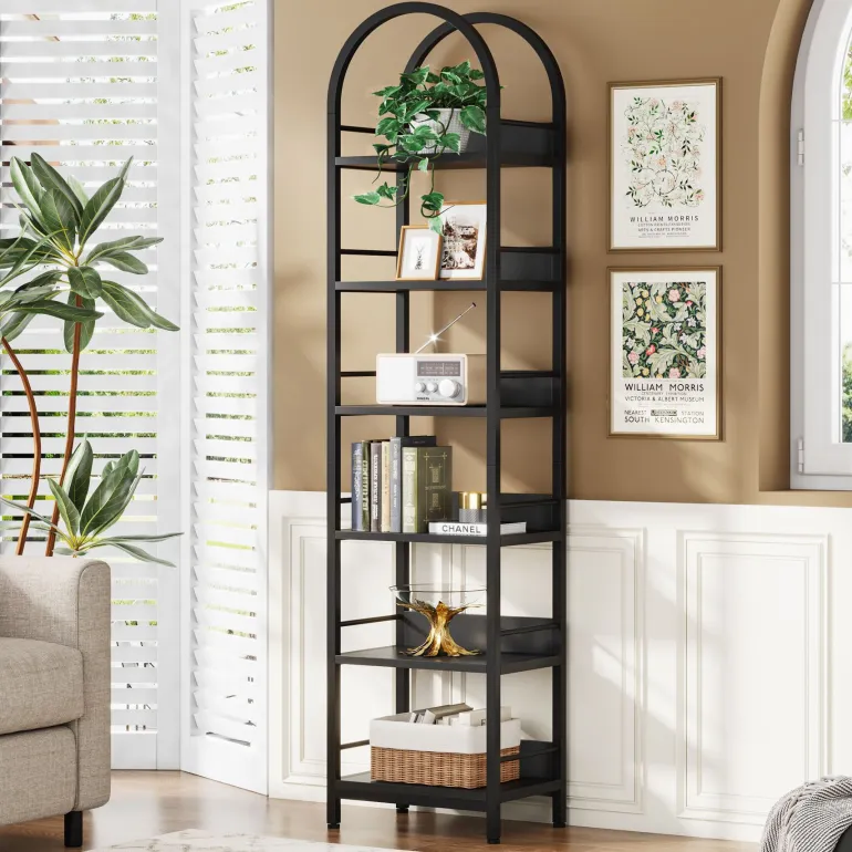 Sale Tribesigns 6 - Tier Bookshelf, 78.7" Narrow Bookcase Arched Display Shelf