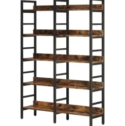 Shop Tribesigns 5 - Tier Bookshelf, Double Wide Bookcase Storage Shelves Unit