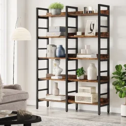Shop Tribesigns 5 - Tier Bookshelf, Double Wide Bookcase Storage Shelves Unit