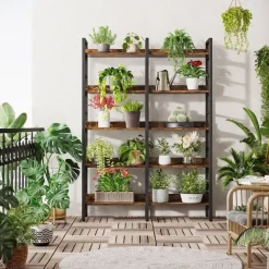 Shop Tribesigns 5 - Tier Bookshelf, Double Wide Bookcase Storage Shelves Unit