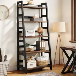 Best Sale Tribesigns 5 - Tier Bookshelf, Ladder Bookcase Etagere Storage Shelf