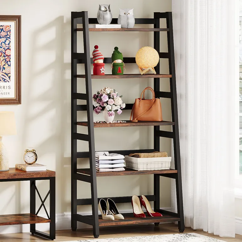 Best Sale Tribesigns 5 - Tier Bookshelf, Ladder Bookcase Etagere Storage Shelf