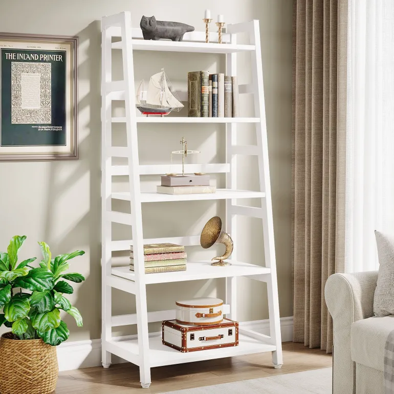 Best Sale Tribesigns 5 - Tier Bookshelf, Ladder Bookcase Etagere Storage Shelf