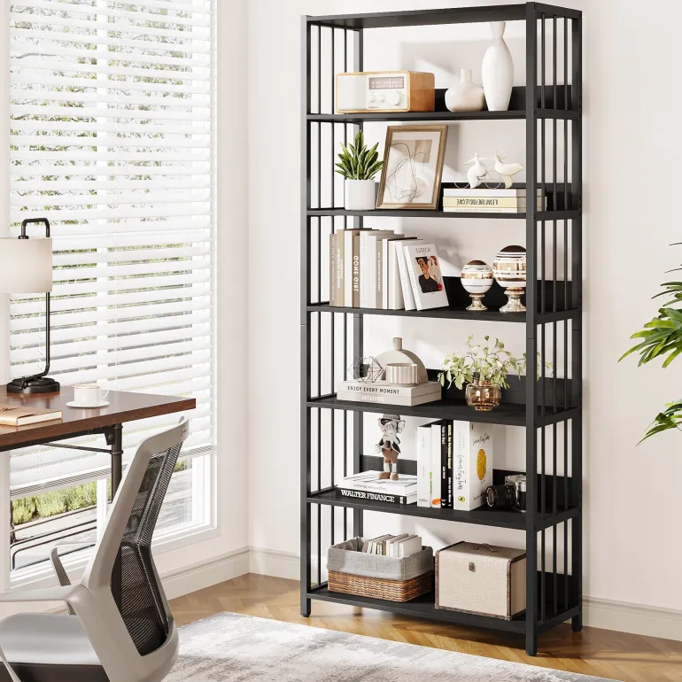 Sale Tribesigns 6 - Tier Bookshelf, Vintage Storage Display Rack With Open Shelves