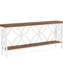 Online Tribesigns 2 - Tier Console Table, 70.9" Industrial Sofa Table Behind Couch