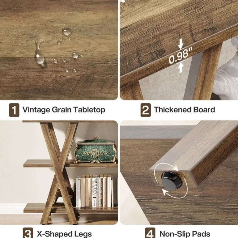 Fashion Tribesigns 3 - Tier Console Table, Farmhouse Hallway Table with Storage Shelves