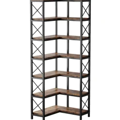 Best Sale Tribesigns 7 - Tier Corner Bookshelf Corner Bookcase Storage Display Rack