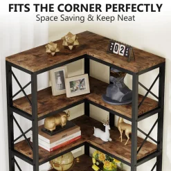 Best Sale Tribesigns 7 - Tier Corner Bookshelf Corner Bookcase Storage Display Rack